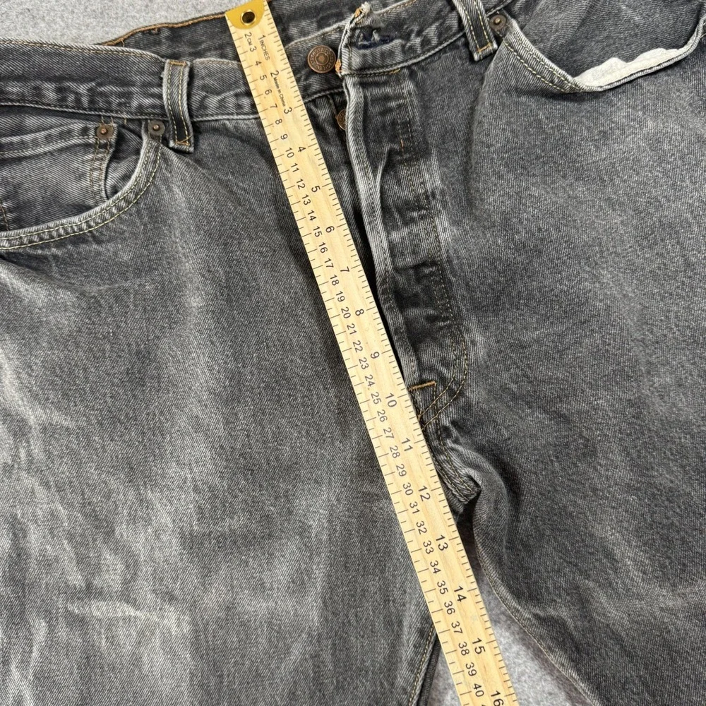 Levi's 501 Original Fit Jeans 34x24 Faded Black Distressed Cotton Button Fly